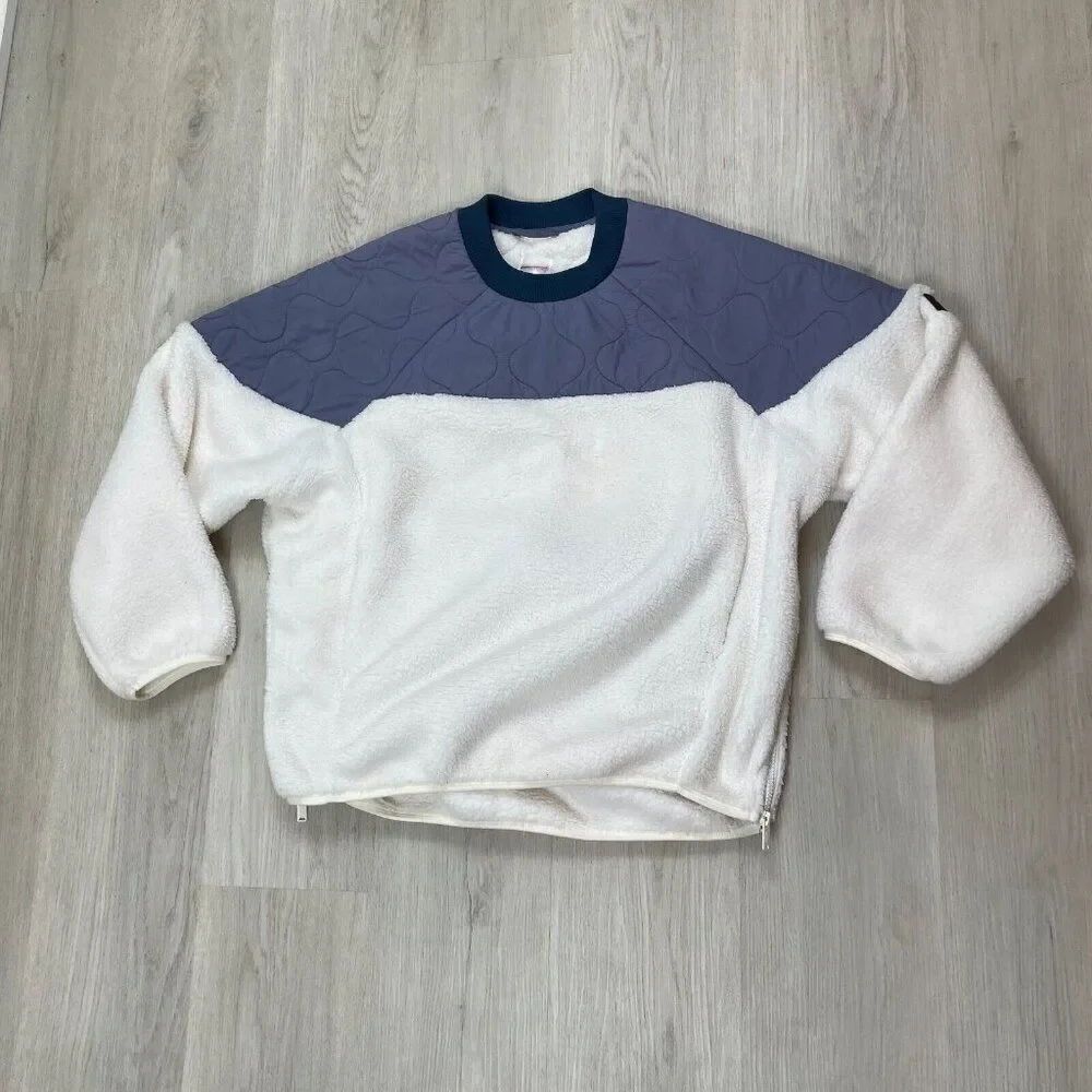 Free People Movement Drifter Quilted Fleece Long Sleeve Pullover‎ Size XS White